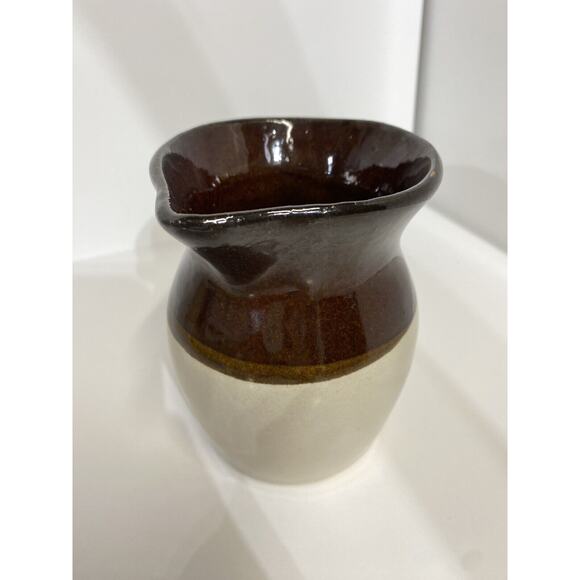 Vintage RRP CO. Roseville Ohio USA Stoneware Pottery Mini Pitcher Two Tone Brown - Picture 3 of 10
